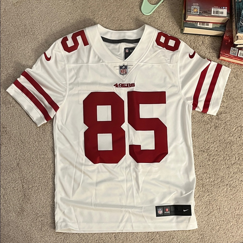 Nike Mens White and Red Football Jersey 85 Kittle